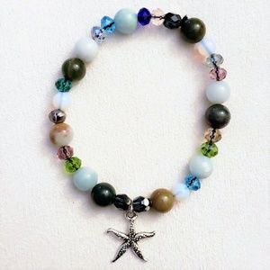 Amazonite/Agate/Opal Starfish Stretch Bracelet